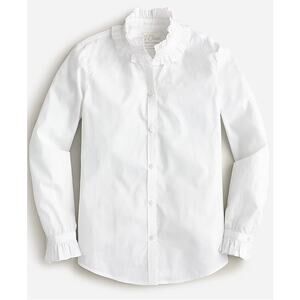 J. Crew Women's White Cotton Classic-fit Ruffleneck Button Long Sleeve Shirt 2